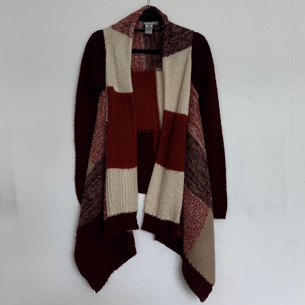 WOW Couture Burgundy and Cream Cardigan